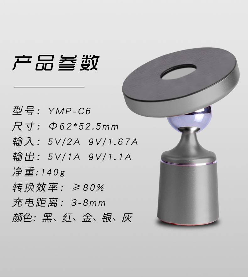 YMP-QI車載無線快速充電器2合1多功能C6-14